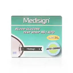 Medisign Blood Glucose Test Strips Ms-1 Auto (Box = 25 Test Strips